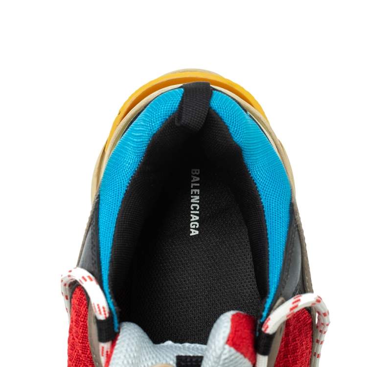Pre Owned Balenciaga Multicolor Leather And Mesh Triple S Platform Sneakers Size 41