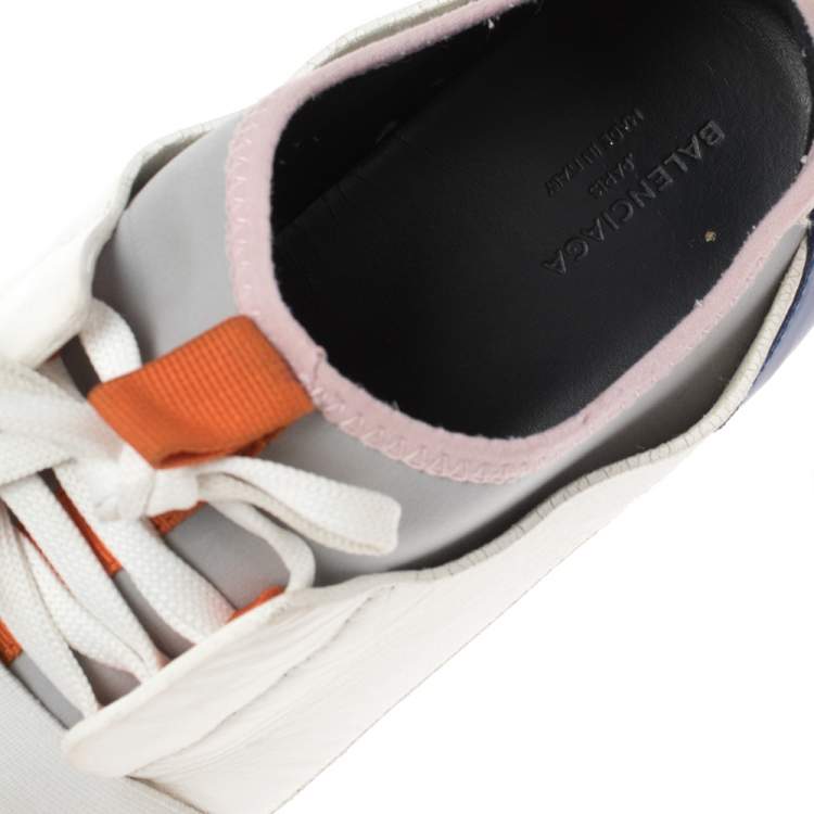 Pre Owned Balenciaga Multicolor Mesh, Leather And Suede Race Runners Sneakers Size 40