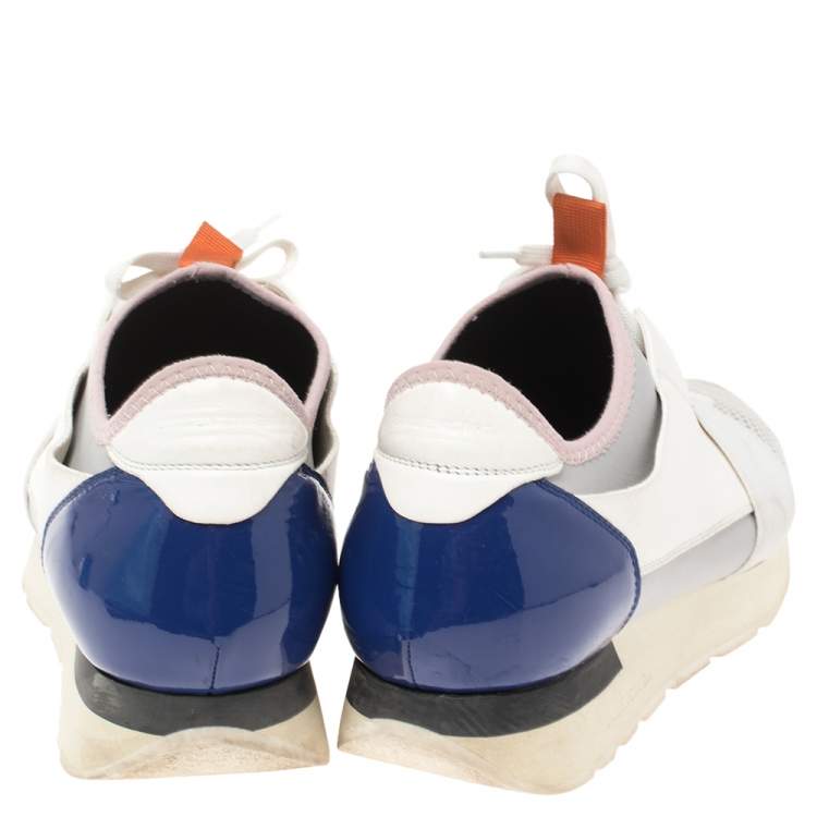 Pre Owned Balenciaga Multicolor Mesh, Leather And Suede Race Runners Sneakers Size 40