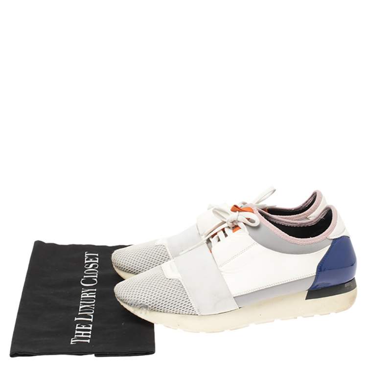 Pre Owned Balenciaga Multicolor Mesh, Leather And Suede Race Runners Sneakers Size 40