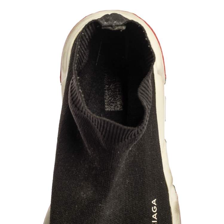 مملوكة مسبقًا Balenciaga Black Knit Speed High Top Sock Sneakers Size 43
