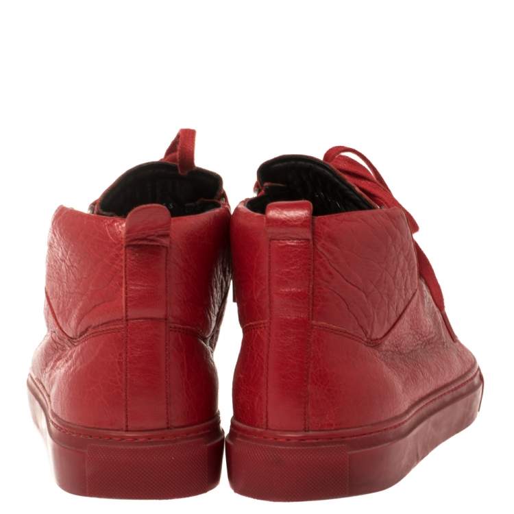 Pre Owned Balenciaga Red Leather Arena High-Top Sneakers Size 43