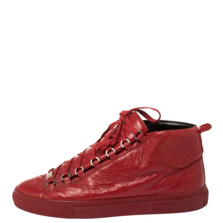 Jachtluipaard Vooruit Zichtbaar Balenciaga Red Leather Arena High-Top Sneakers Size 43 Balenciaga | TLC