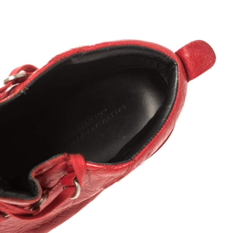 Pre Owned Balenciaga Red Leather Arena High-Top Sneakers Size 43