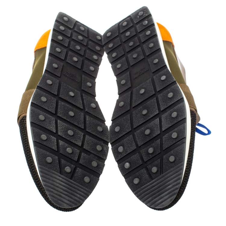 Pre Owned Balenciaga Multicolor Leather, Suede And Mesh Race Runners Sneakers Size 45