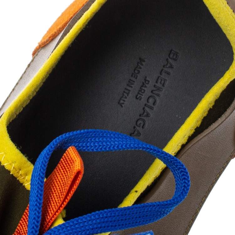 Pre Owned Balenciaga Multicolor Leather, Suede And Mesh Race Runners Sneakers Size 45