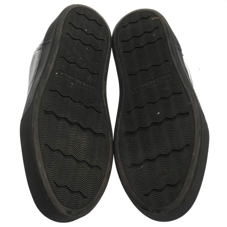 مملوكة مسبقًا Balenciaga Black Logo Print Leather Slip On Sneakers Size 45