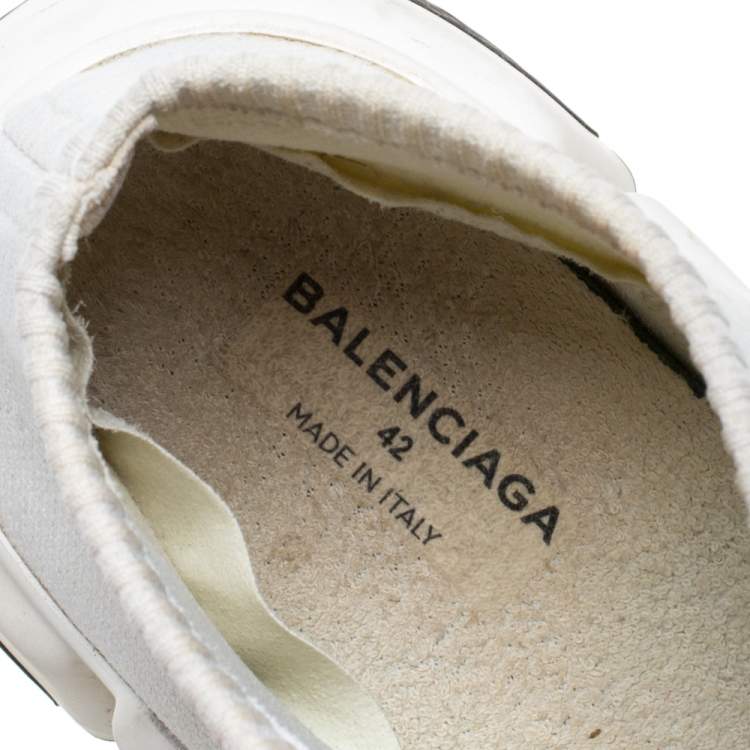 Pre Owned Balenciaga Off white Knit Fabric Speed Trainer Sneakers Size 42