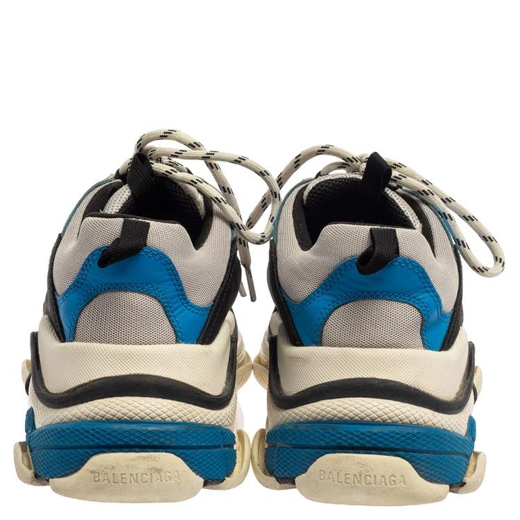 Pre Owned Balenciaga Multicolor Mesh And Leather Triple S Chunky Sneakers Size 41