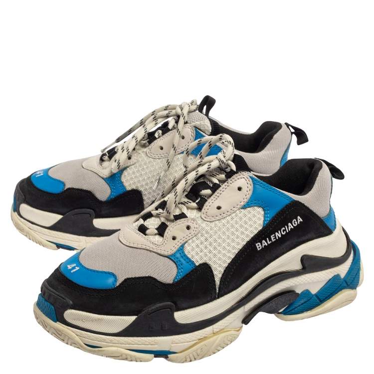Pre Owned Balenciaga Multicolor Mesh And Leather Triple S Chunky Sneakers Size 41