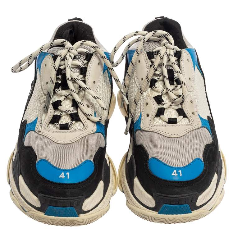Pre Owned Balenciaga Multicolor Mesh And Leather Triple S Chunky Sneakers Size 41