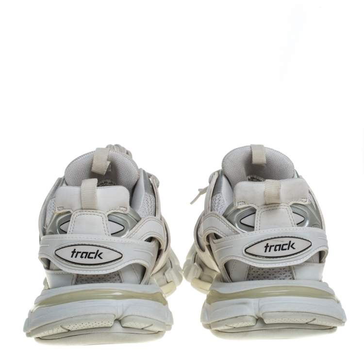 Pre Owned Balenciaga White Leather And Mesh Track Trainers Sneakers Size 42