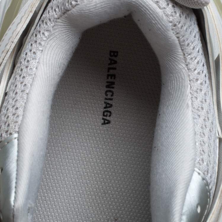 Pre Owned Balenciaga White Leather And Mesh Track Trainers Sneakers Size 42