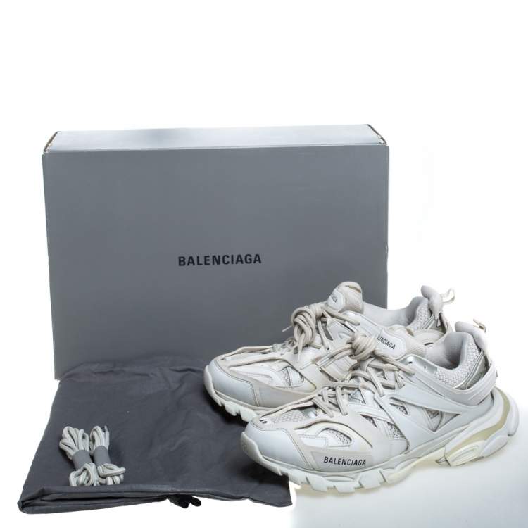 Pre Owned Balenciaga White Leather And Mesh Track Trainers Sneakers Size 42