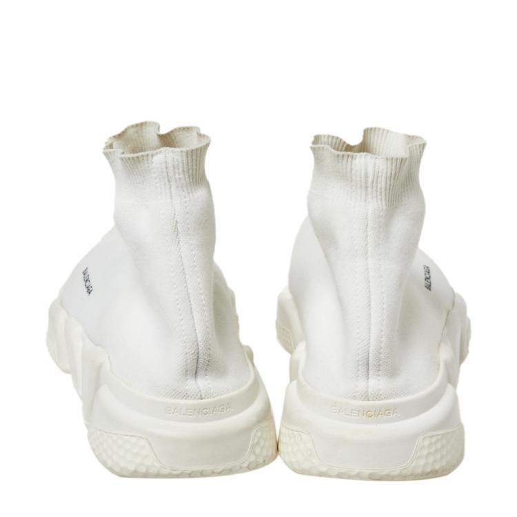 Pre Owned Balenciaga White Knit Speed Trainer Sneakers Size 44