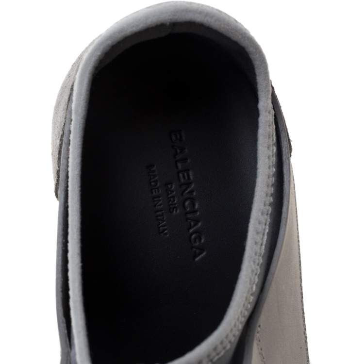 مملوكة مسبقًا Balenciaga Grey Knit And Leather Race Runner Sneakers Size 40