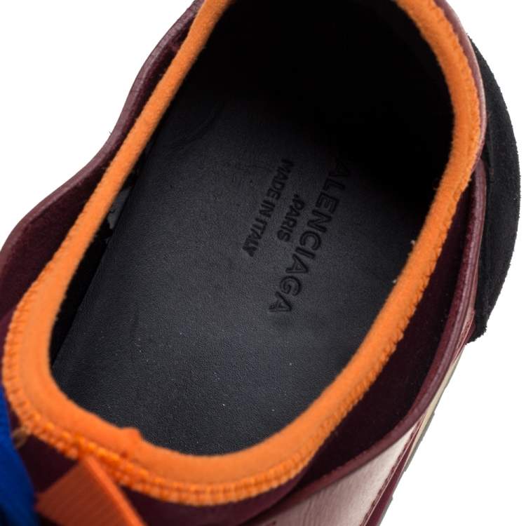 Pre Owned Balenciaga Multicolor  Mesh And Leather Race Runner Low Top Sneakers Size 42
