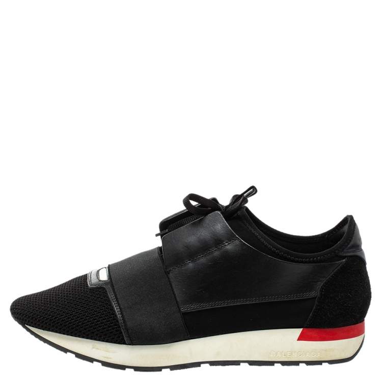 Balenciaga Black Mesh And Leather Race Runner Sneakers Size 42 Balenciaga   TLC