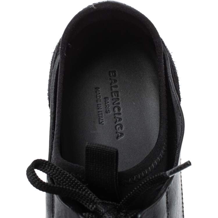 Pre Owned Balenciaga Black Mesh And Leather Race Runner Sneakers Size 42