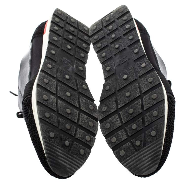 Pre Owned Balenciaga Black Mesh And Leather Race Runner Sneakers Size 42