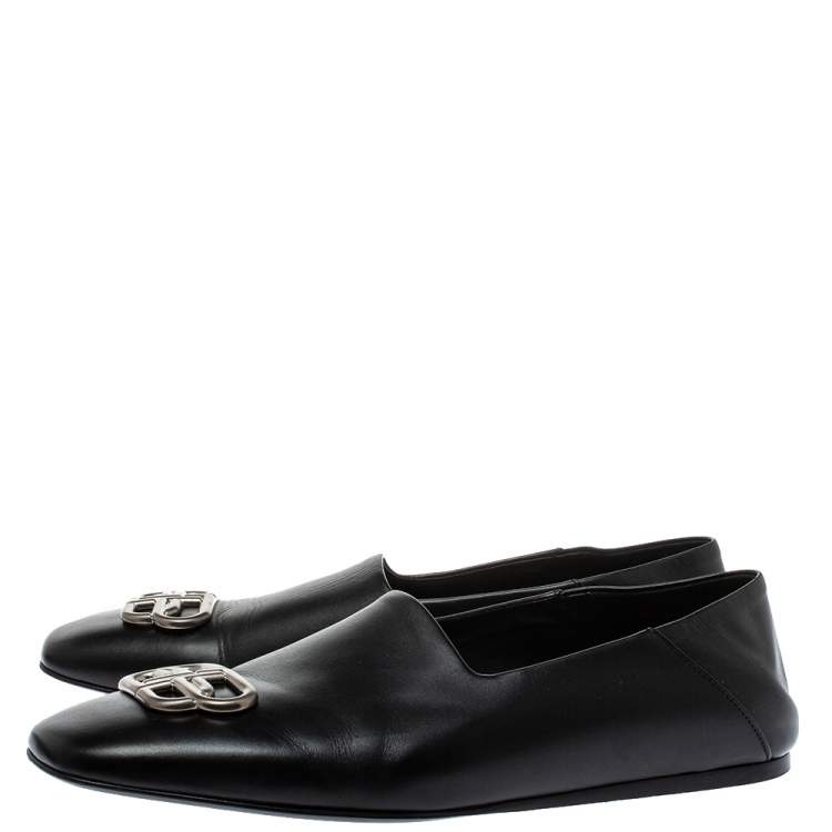 Pre Owned Balenciaga Black Leather BB Cosy Loafer Size 41