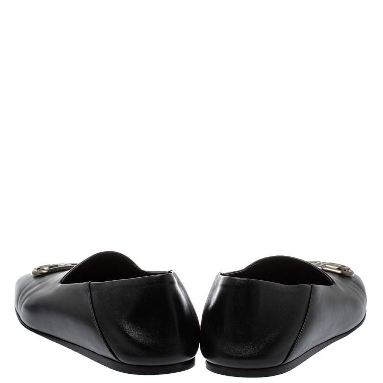 Pre Owned Balenciaga Black Leather BB Cosy Loafer Size 41