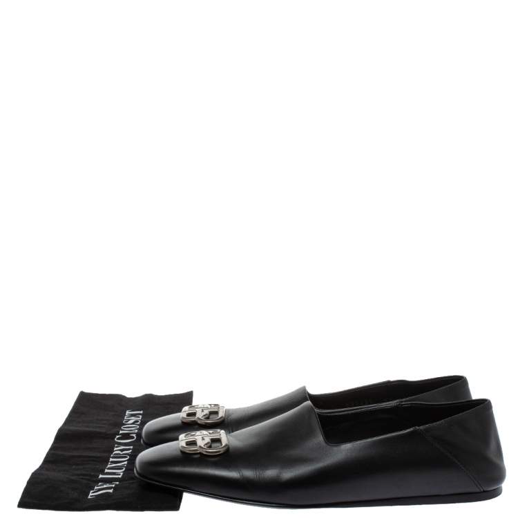 Pre Owned Balenciaga Black Leather BB Cosy Loafer Size 41