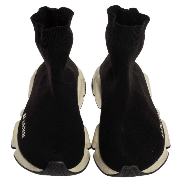 Pre Owned Balenciaga Black Knit Fabric Speed Runner Sneaker Size 40