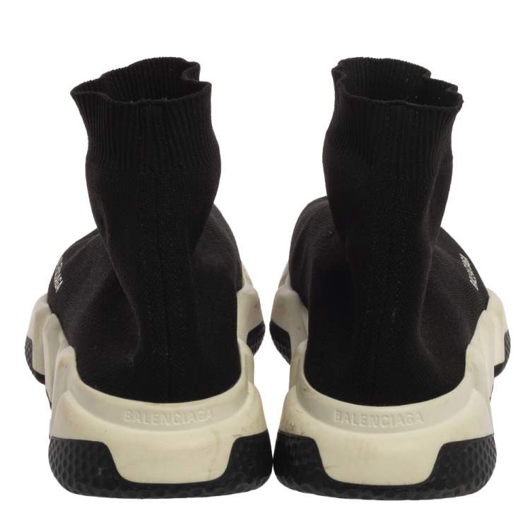 Pre Owned Balenciaga Black Knit Fabric Speed Runner Sneaker Size 40