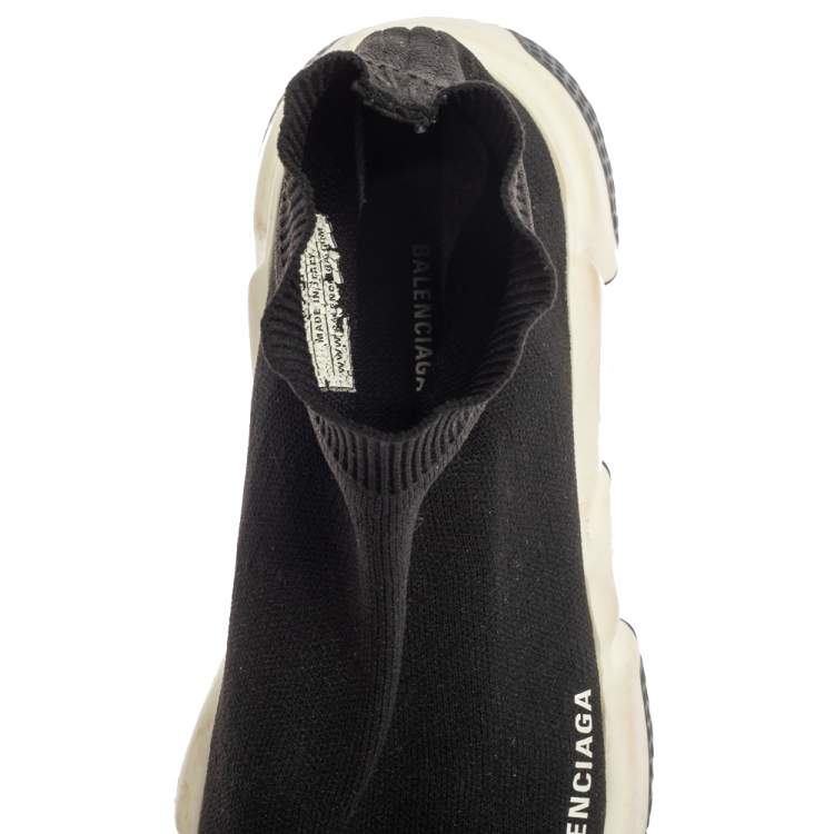 Pre Owned Balenciaga Black Knit Fabric Speed Runner Sneaker Size 40