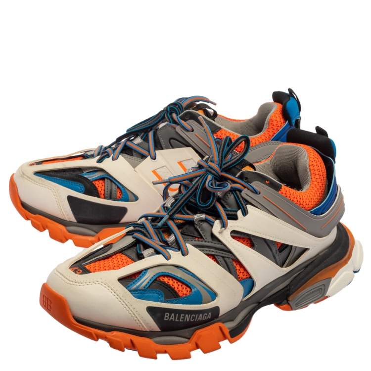 مملوكة مسبقًا Balenciaga Multicolor Mesh And Leather Track Lace Up Sneakers Size 43