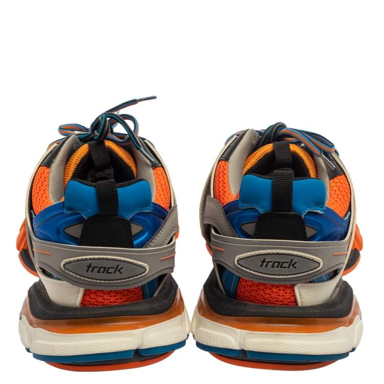 مملوكة مسبقًا Balenciaga Multicolor Mesh And Leather Track Lace Up Sneakers Size 43