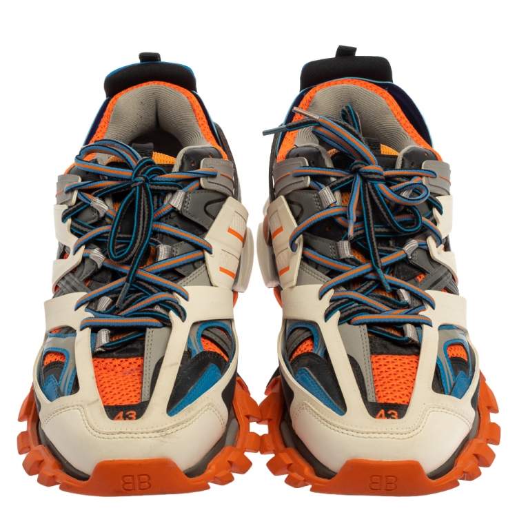 مملوكة مسبقًا Balenciaga Multicolor Mesh And Leather Track Lace Up Sneakers Size 43