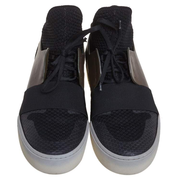 مملوكة مسبقًا Balenciaga Black/Brown Mesh And Leather Lace Up High Top Sneakers Size 40