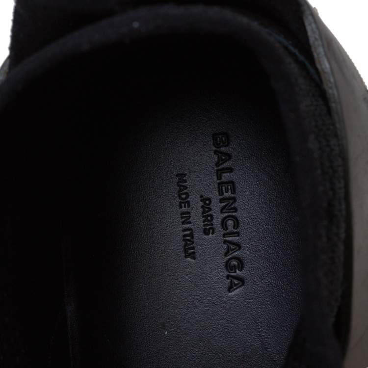 مملوكة مسبقًا Balenciaga Black/Brown Mesh And Leather Lace Up High Top Sneakers Size 40