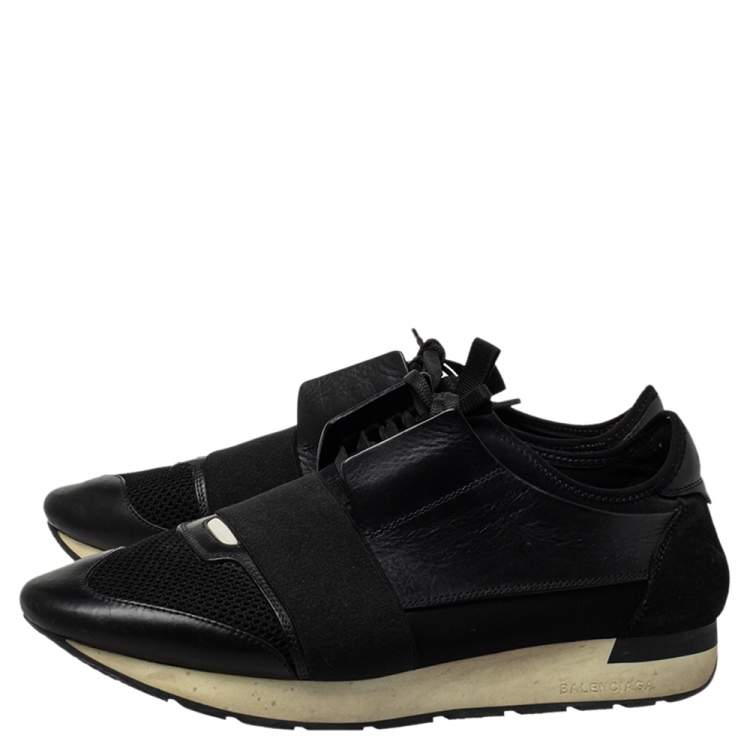 Pre Owned Balenciaga Black Mesh And Suede Race Runner Sneakers Sizs 43