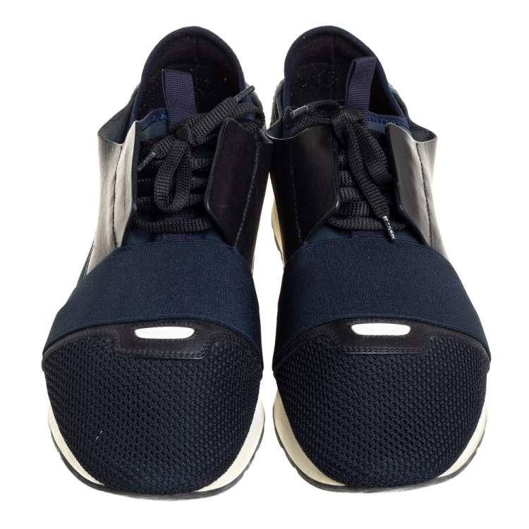 Pre Owned Balenciaga Multicolor Mesh Leather And Suede  Race Runner Sneaker Size 43