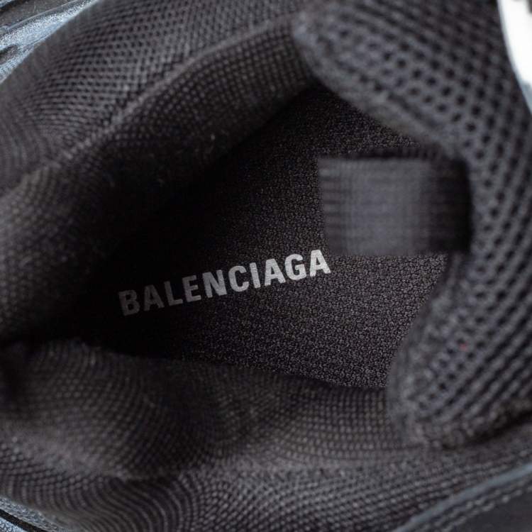 Pre Owned Balenciaga Black Mesh And Leather Triple S Low Top Sneakers Size 42