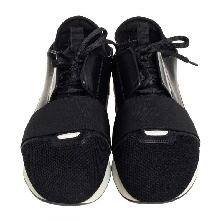 Pre Owned Balenciaga Black Suede And Leather Race Runner Sneakers Size 43