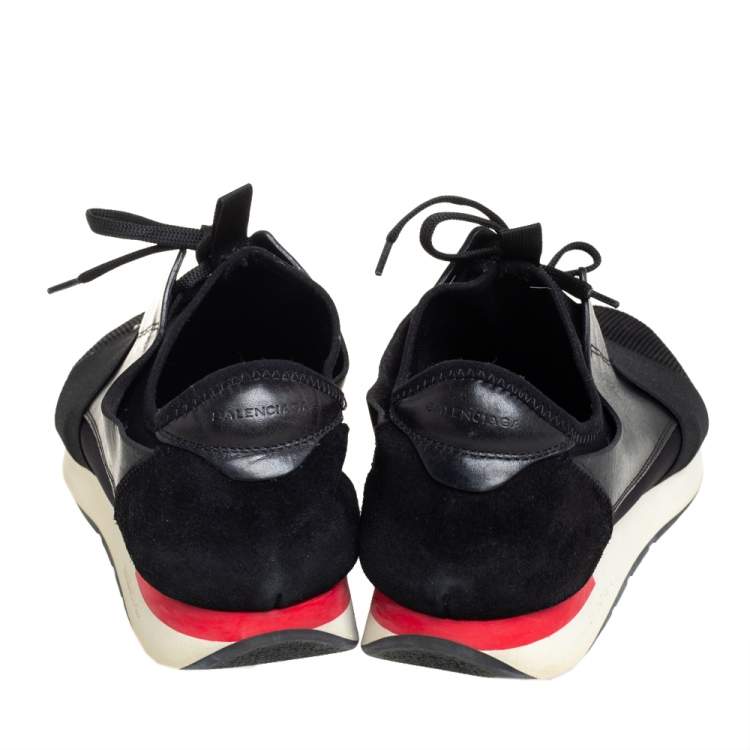 Pre Owned Balenciaga Black Suede And Leather Race Runner Sneakers Size 43