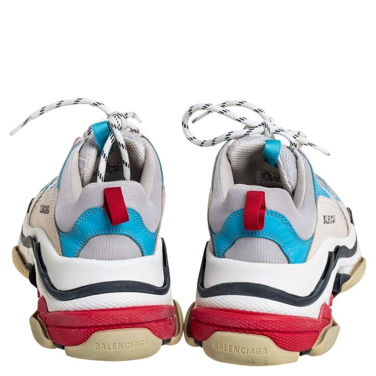 Pre Owned Balenciaga Multicolor Mesh And Leather Triple S Low Top Sneakers Size 41