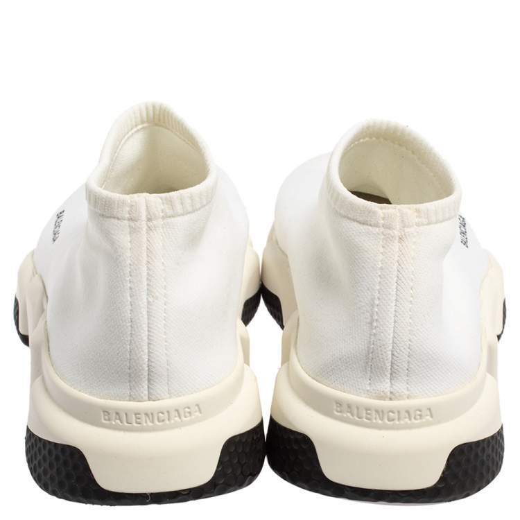 Pre Owned Balenciaga White Knit Fabric Speed Sneakers Size 44