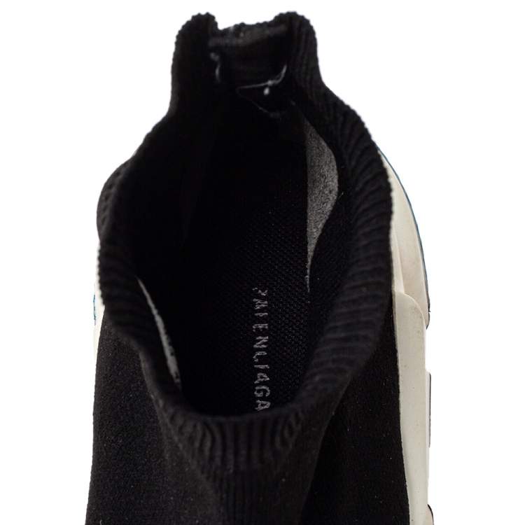 Pre Owned Balenciaga Black Knit Fabric Speed High Top Sneakers Size 42