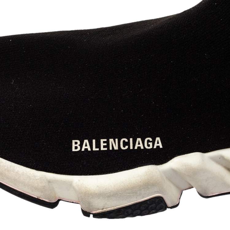 Pre Owned Balenciaga Black Knit Fabric Speed High Top Sneakers Size 42