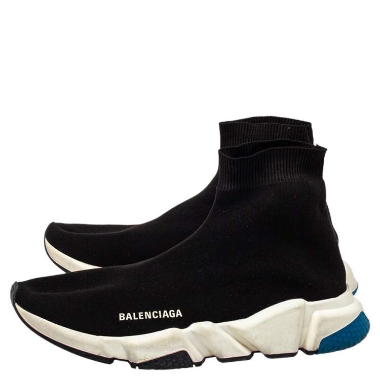 Pre Owned Balenciaga Black Knit Fabric Speed High Top Sneakers Size 42