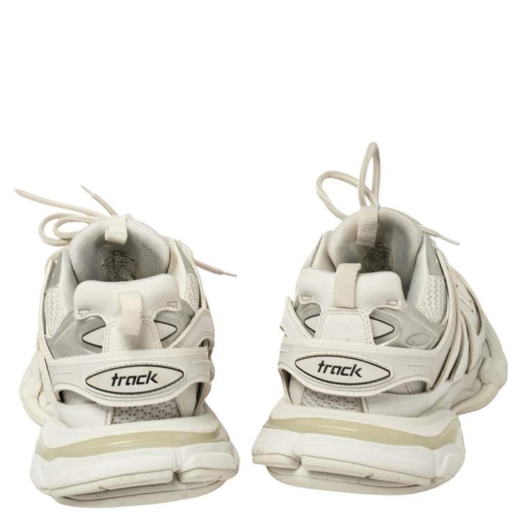 مملوكة مسبقًا Balenciaga White Leather And Mesh Track Trainers Sneakers Size 41