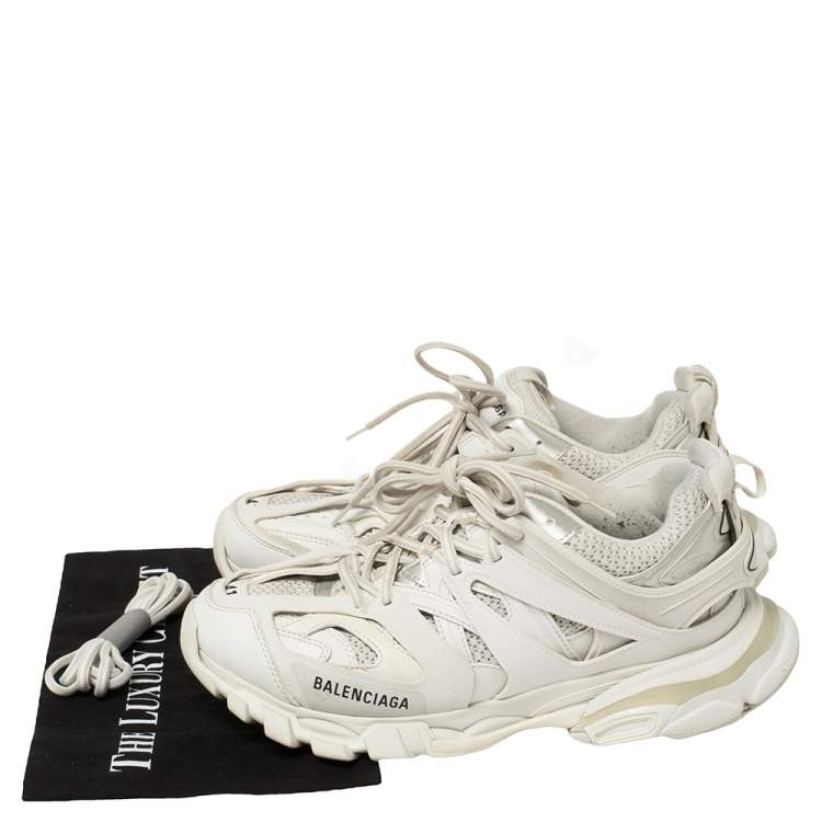 مملوكة مسبقًا Balenciaga White Leather And Mesh Track Trainers Sneakers Size 41