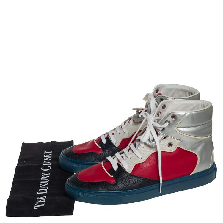 مملوكة مسبقًا Balenciaga Multicolor Leather And Rubber High Top Sneakers Size 42