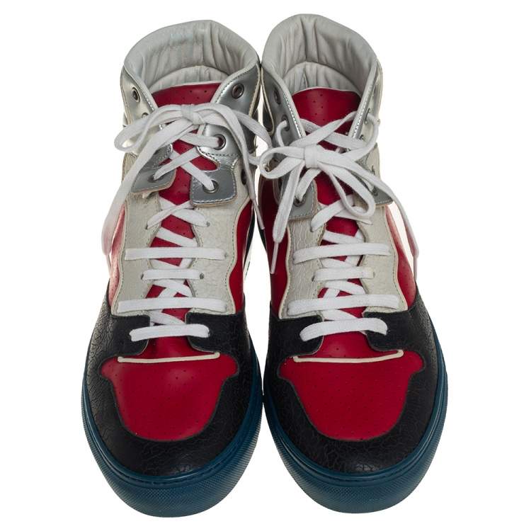مملوكة مسبقًا Balenciaga Multicolor Leather And Rubber High Top Sneakers Size 42