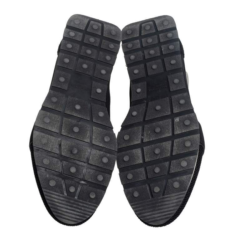 مملوكة مسبقًا Balenciaga Black Mesh And Leather Race Runner Low Top Sneakers Size 42
